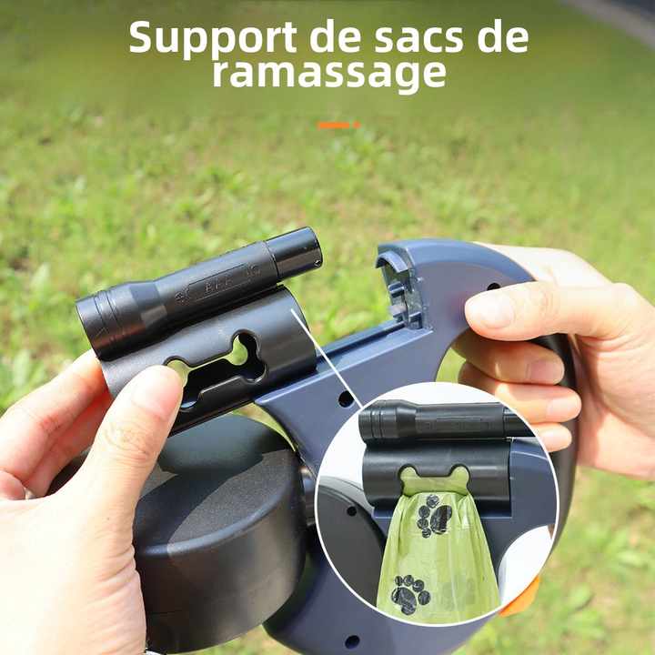 Laisse double pour chien 3 en 1 avec rotation 360°