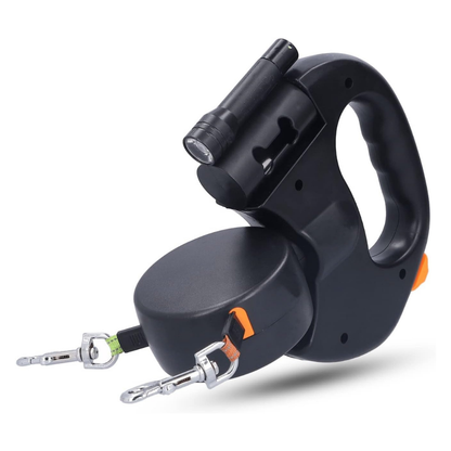 Laisse double pour chien 3 en 1 avec rotation 360°